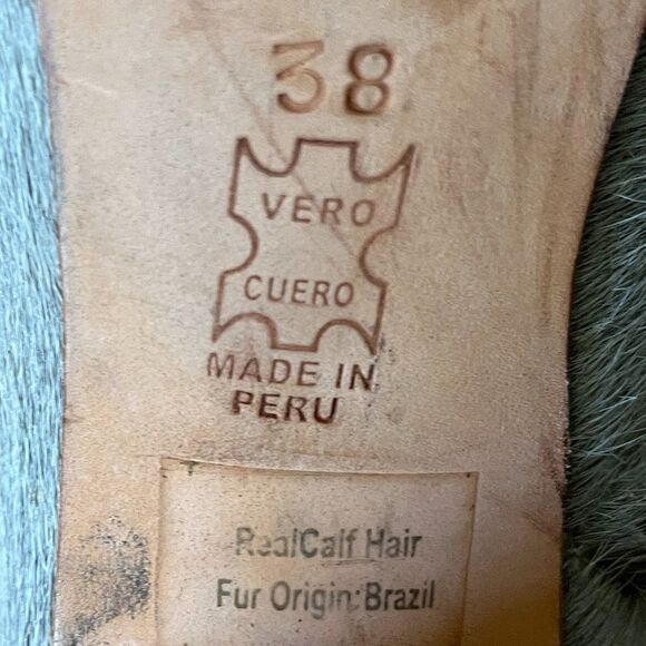 Huma Blanco VANIA Gray Genuine Calf Hair Pointed Toe Ankle Bootie Size 38 US 7.5 - Picture 10 of 11